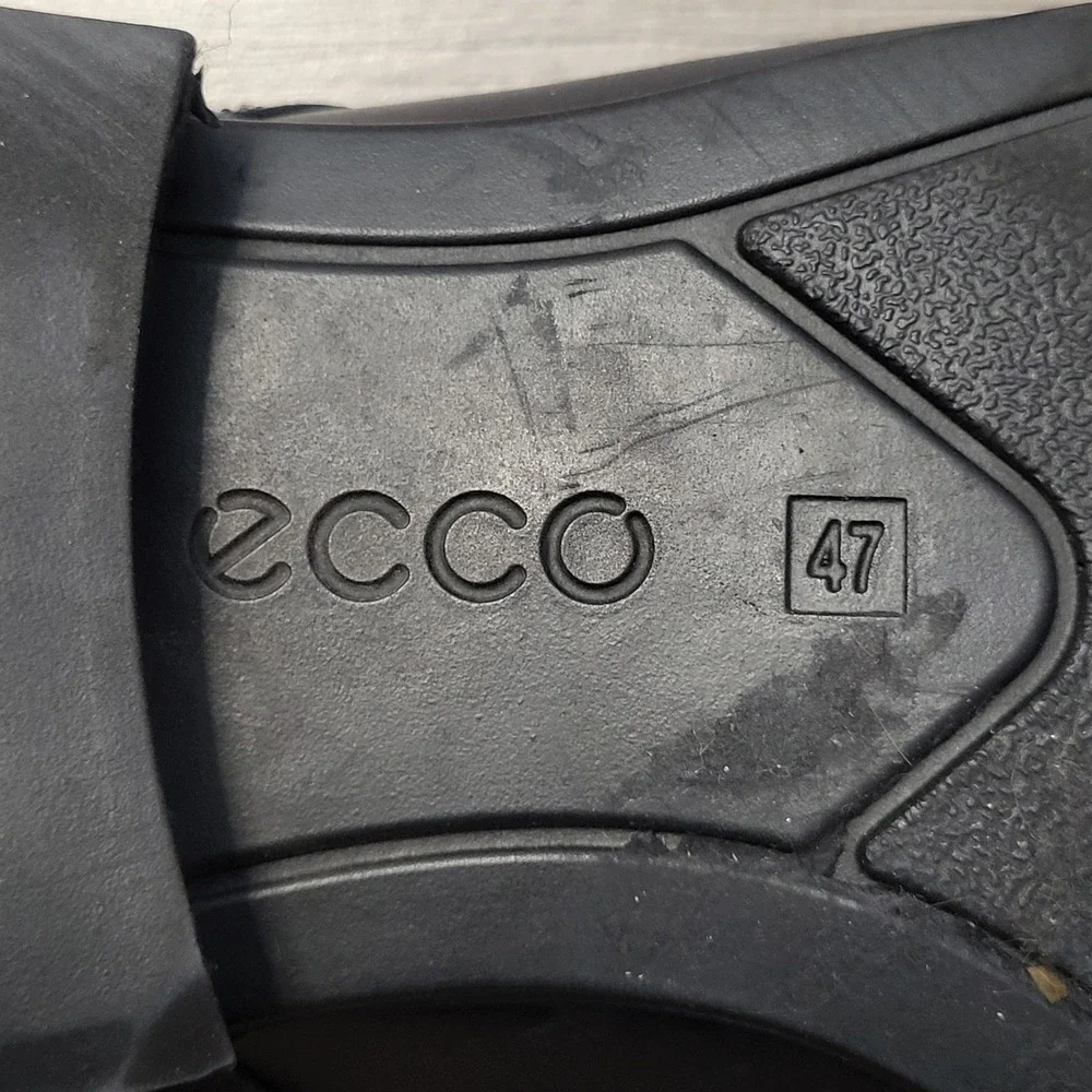 ECCO Mens Black Genuine Leather Cap Toe Derby Dress Shoes US Size 13 EU 47